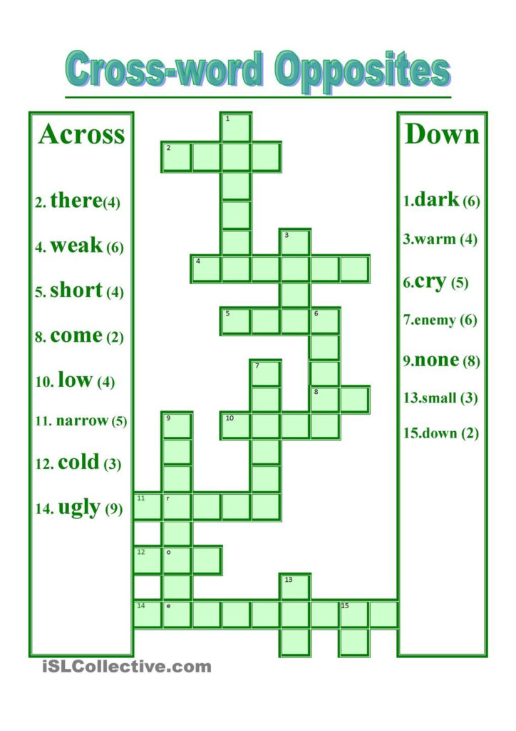 Opposite Crossword English Lessons For Kids Crossword Opposite Words - Easy Crossword Puzzles Opposites