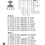 Opposite Crossword Word Puzzles For Kids English Worksheets For Kids  - Easy Crossword Puzzles Opposites