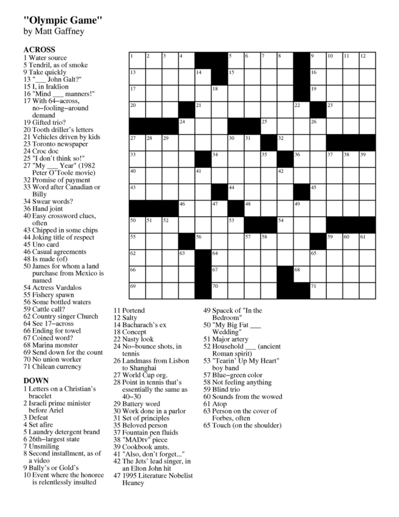 Free Easy Crossword Puzzles To Print Out Clubstopp - Easy Crossword Puzzles To Print Out For Free