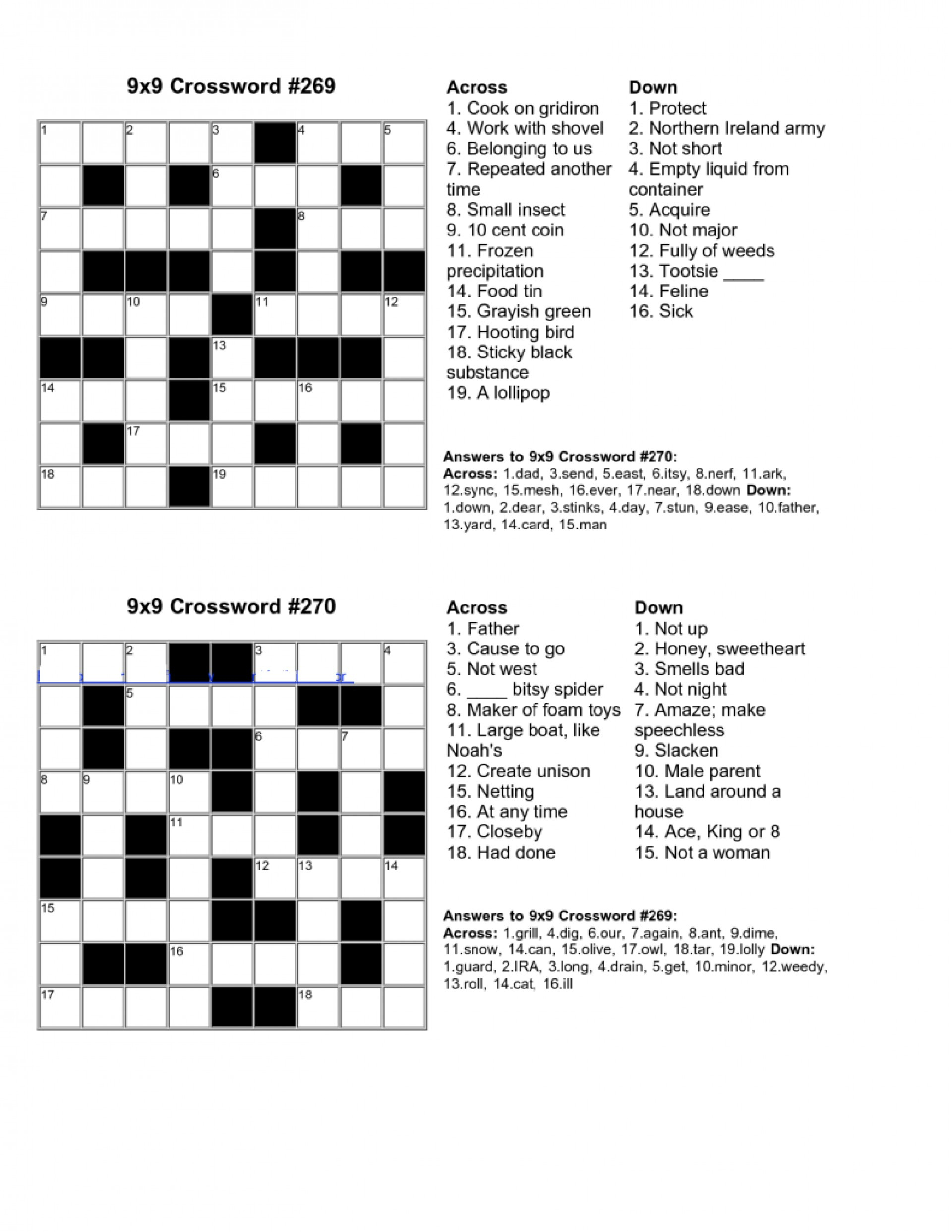 Printable Crossword Puzzle With Answer Key Printable Crossword Puzzles - Easy Crossword Puzzles With Answer Key