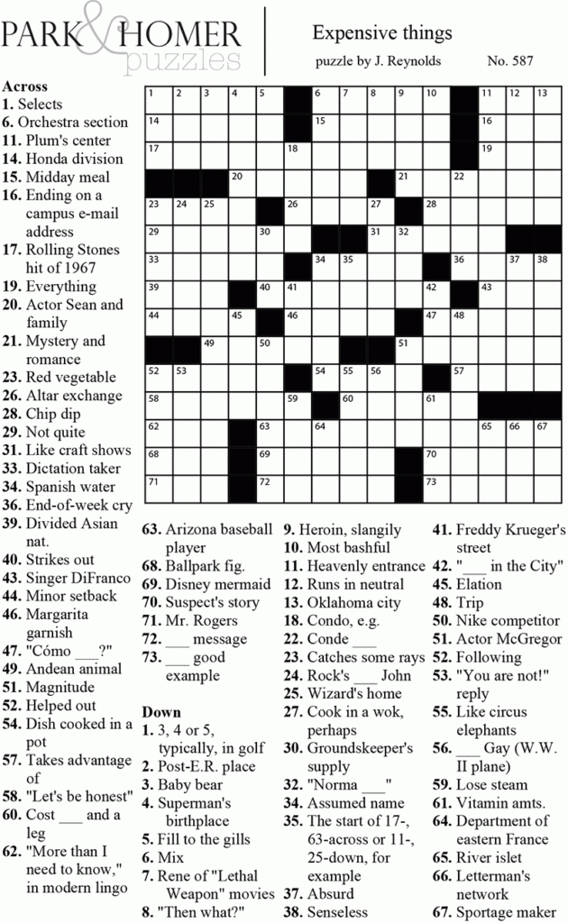 Printable Crossword With Answers Printable Crossword Puzzles - Easy Crosswords And Answers