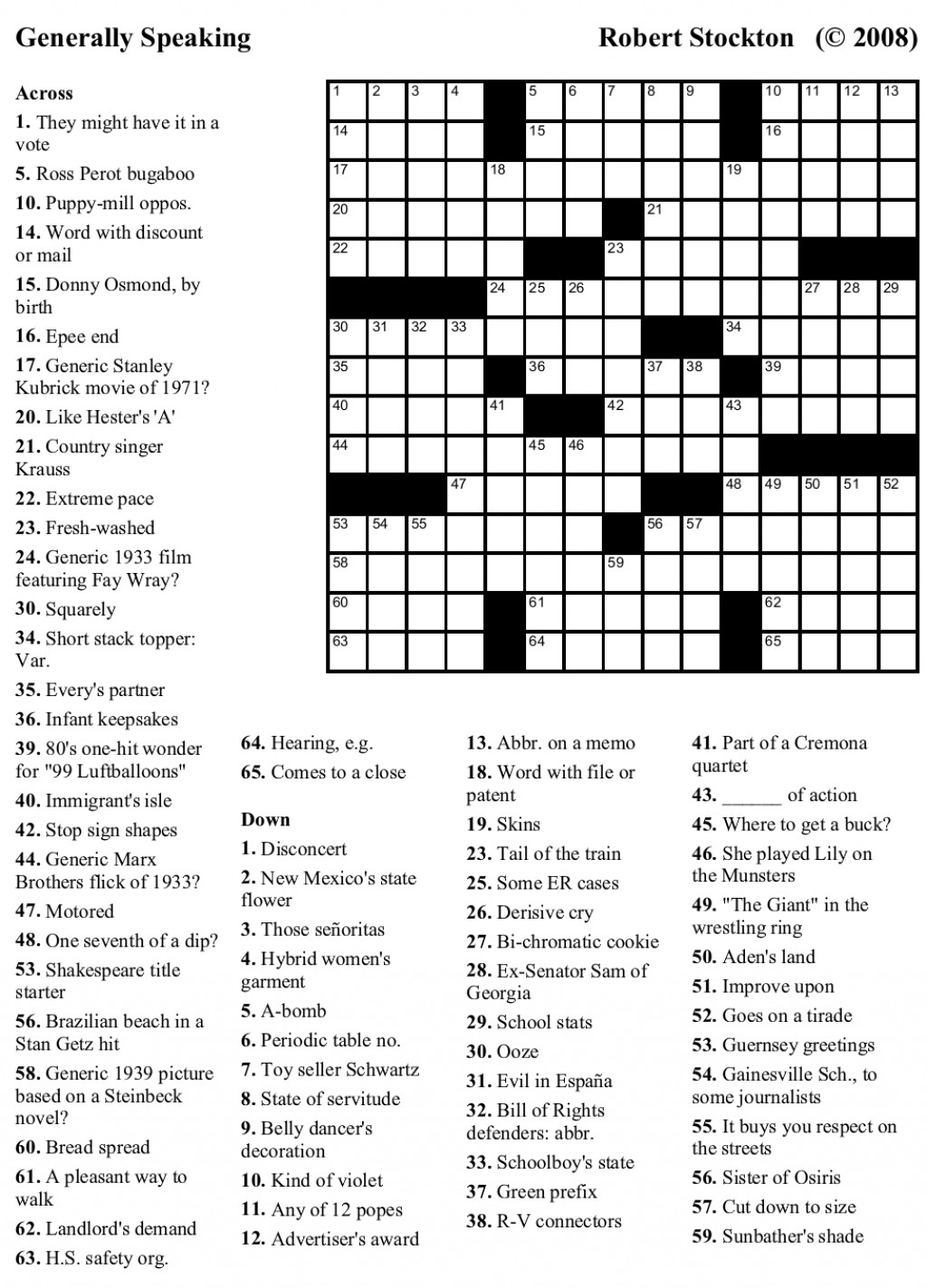 Free Easy Printable Crossword Puzzles For Adults Easy Printable  - Easy Crosswords By Ion