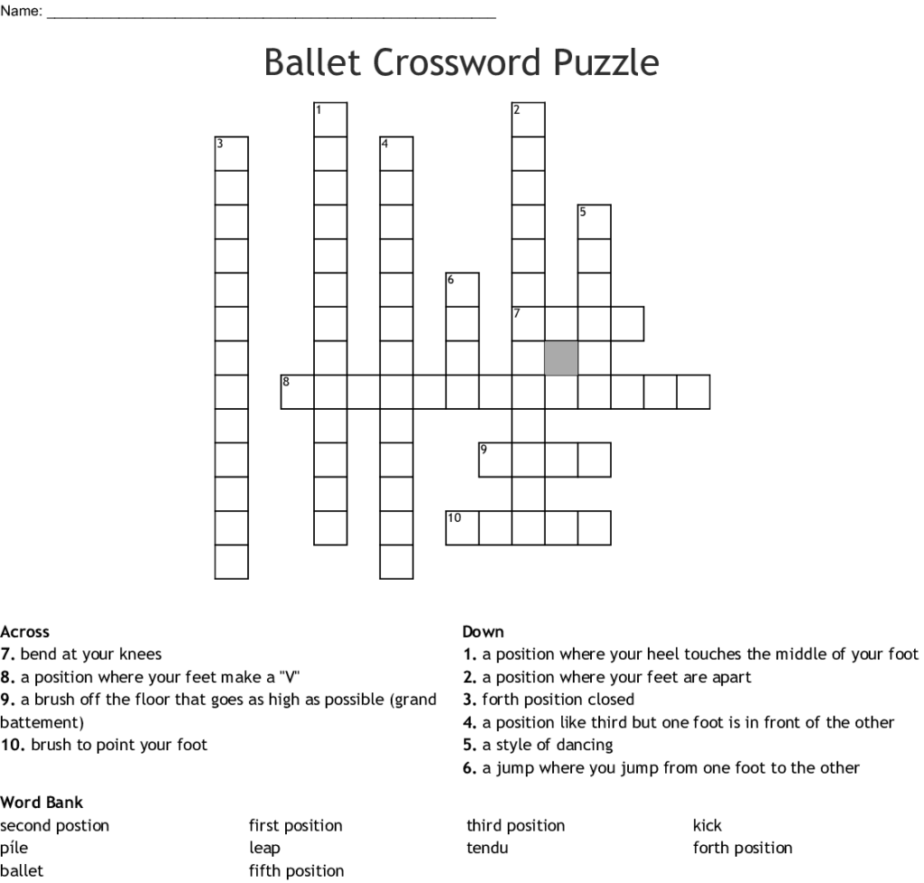 Dance Trivia Crossword WordMint - Easy Dance Crossword