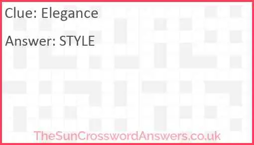 Elegance Crossword Clue TheSunCrosswordAnswers co uk - Easy Elegance Crossword Clue