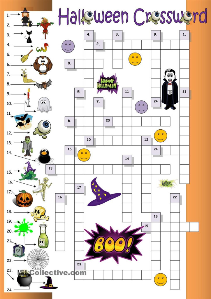 Halloween Crossword For Beginners Halloween Worksheets Halloween  - Easy Esl Crossword Puzzles By Chris Gunn