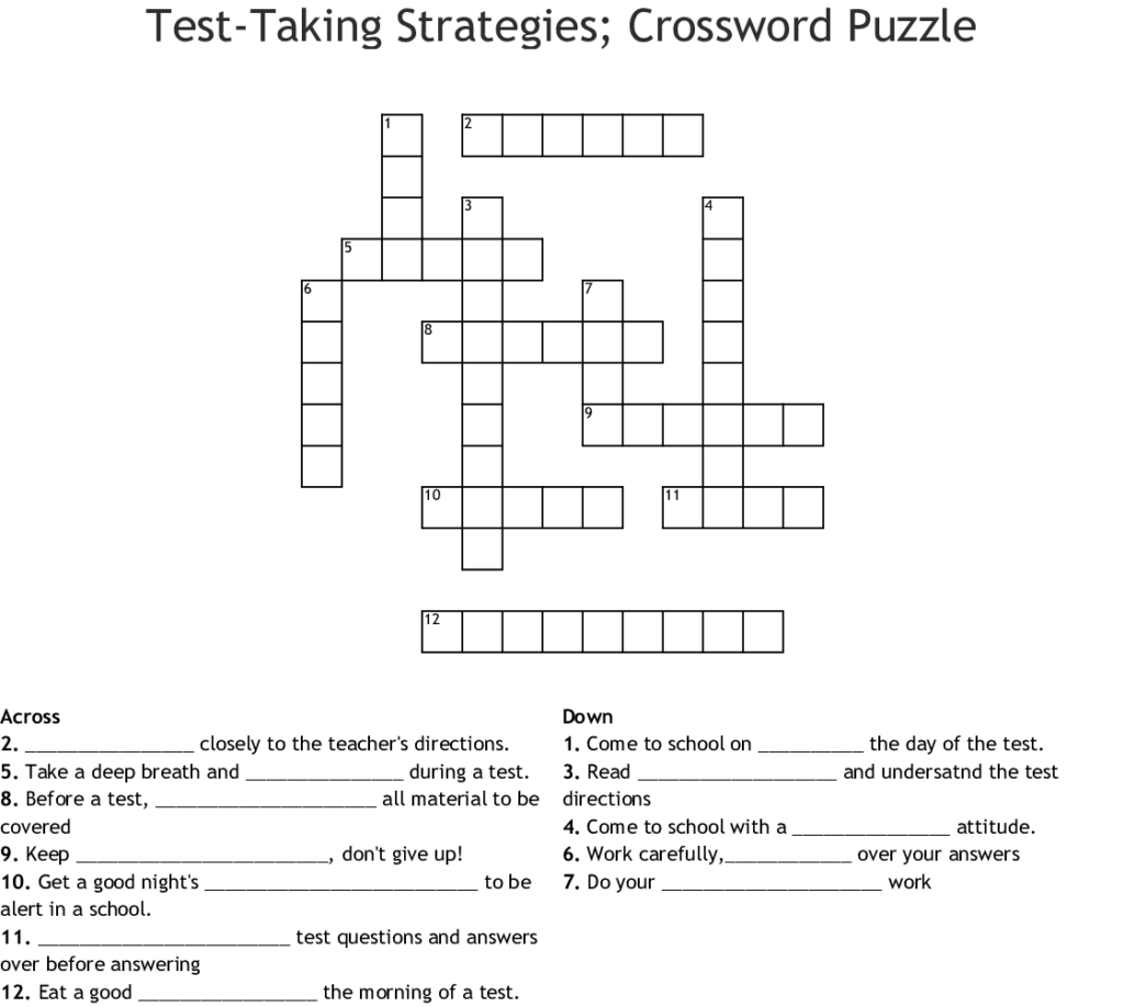 Crossword With Answers And Questions Crossword Quiz - Easy Exam Question Crossword