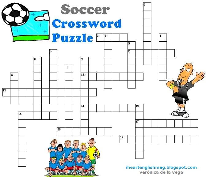 I Heart English Soccer Crossword Puzzle - Easy Football Crossword Puzzles