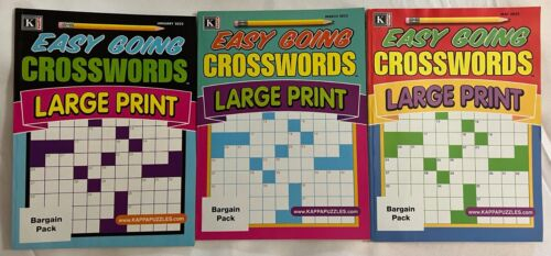 Lot Of 3 Kappa Easy Going Crosswords Large Print Puzzles Books 2022 EBay - Easy Going And Relaxed Crossword