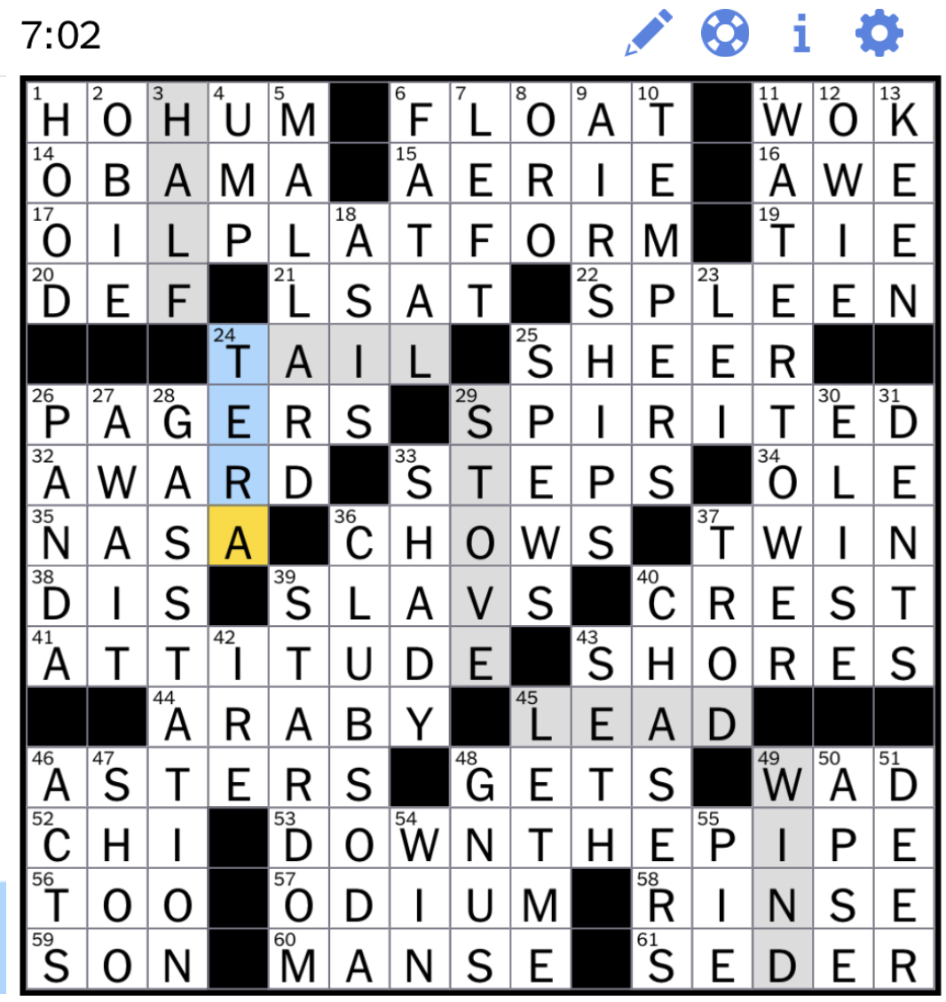 The New York Times Crossword Puzzle Solved Wednesday s New York Times  - Easy Going Crossword Clue Nyt