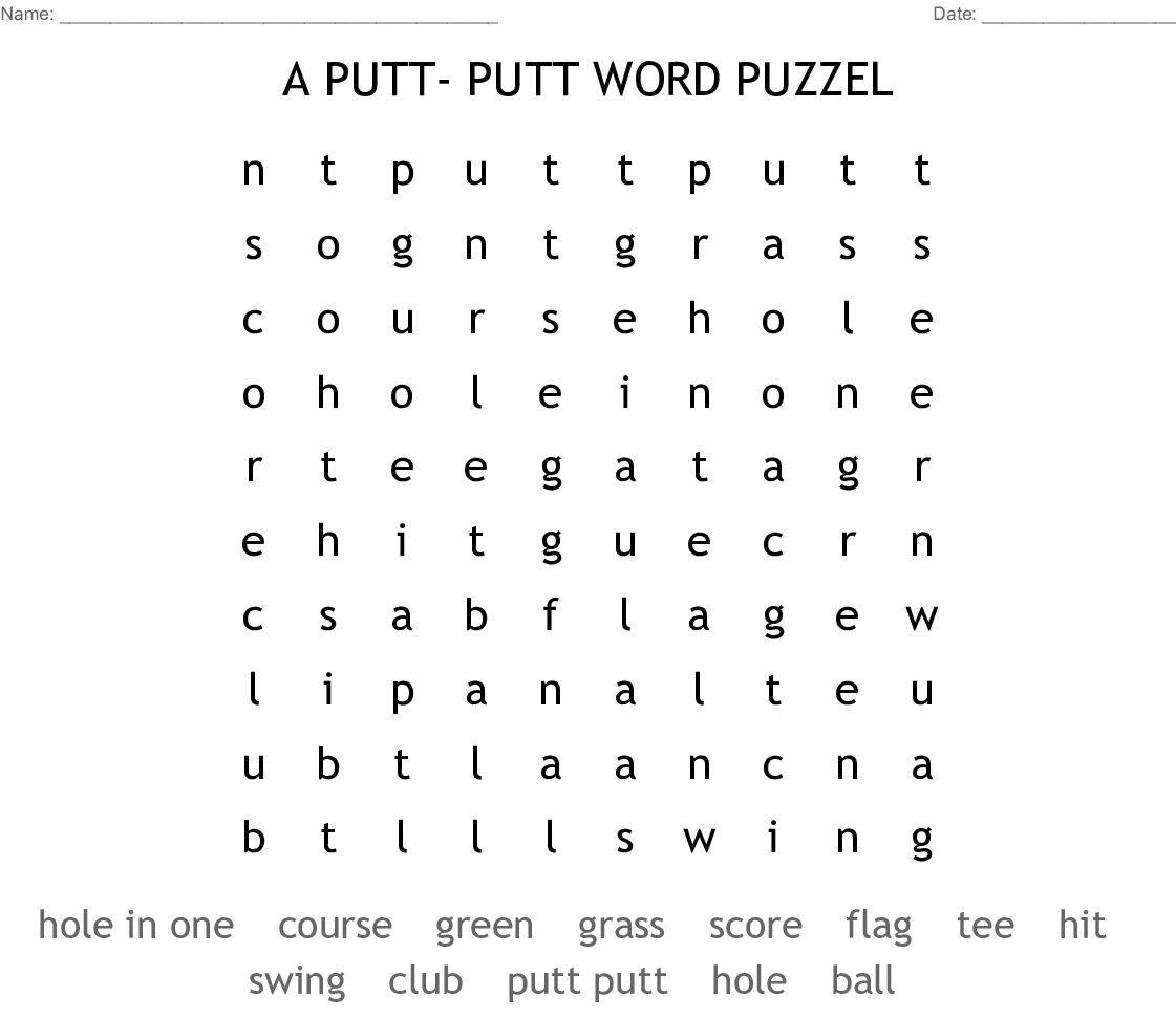Golf Crosswords Word Searches Bingo Cards WordMint - Easy Golf Putt Crossword