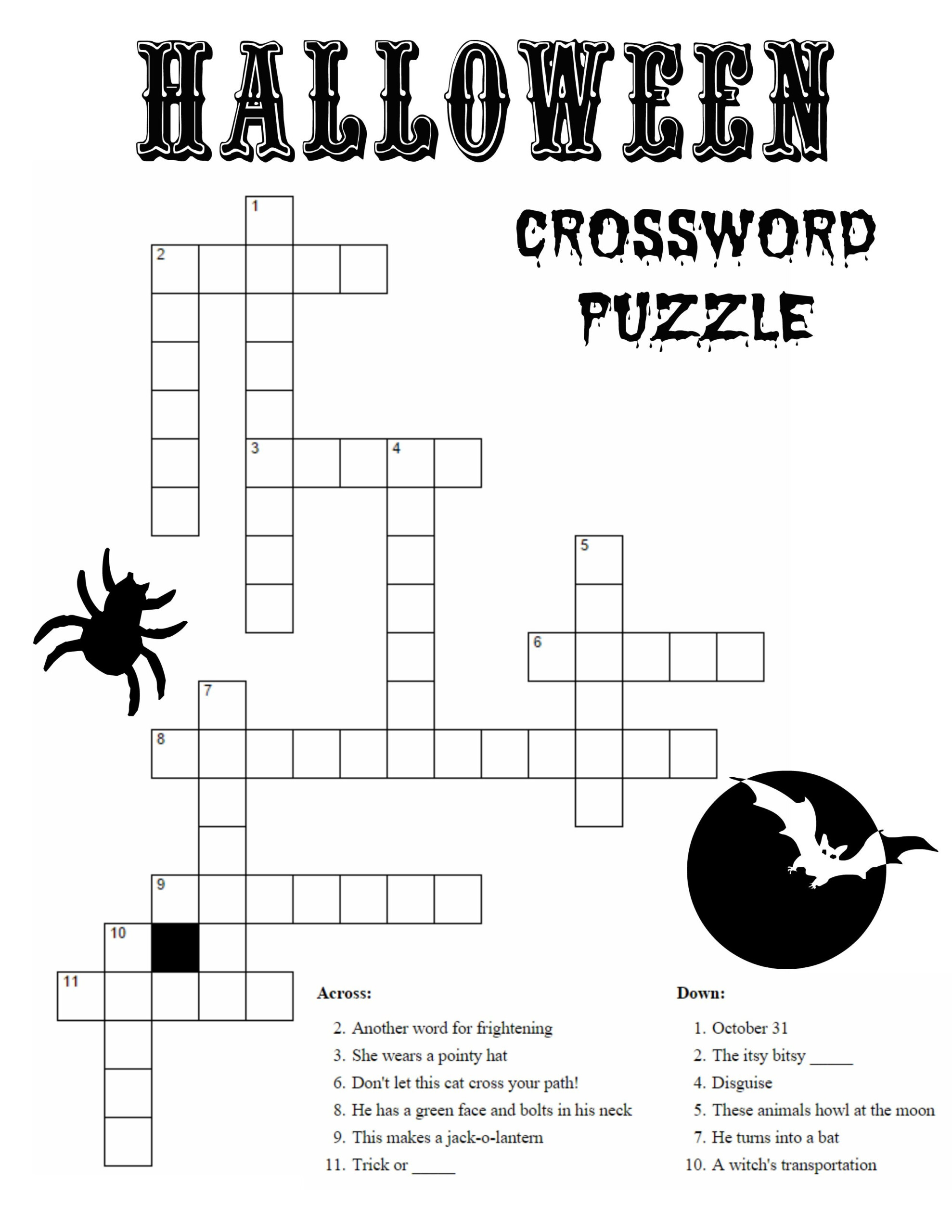 Crossword Kid Halloween Activities Halloween Crossword Puzzle Sc 1 St  - Easy Halloween Crossword Puzzle