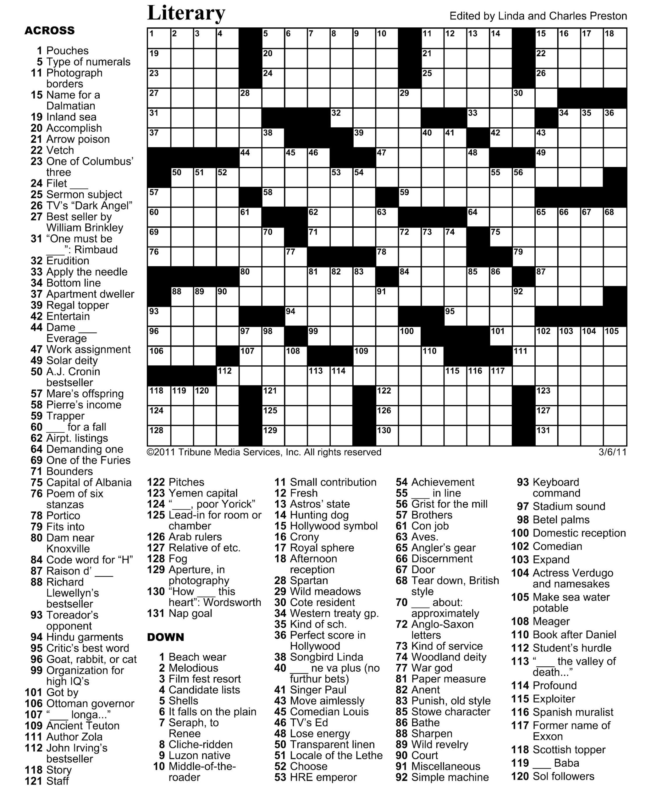 Crossword Puzzles Printable Free Printable Crossword Puzzles  - Easy In Ones Mind Crossword