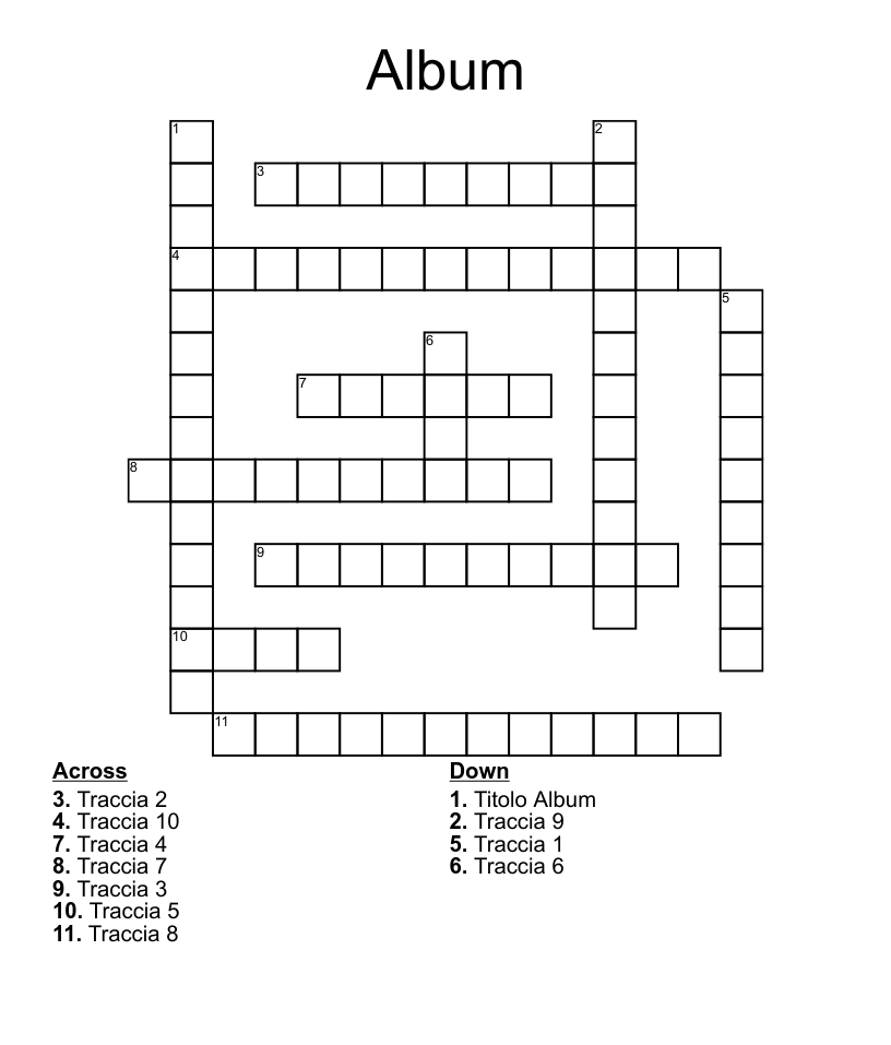 Album Crossword WordMint - Easy It Album Crossword
