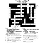 English Worksheets Shopping Crossword Key  - Easy Kind Of Shopping Crossword