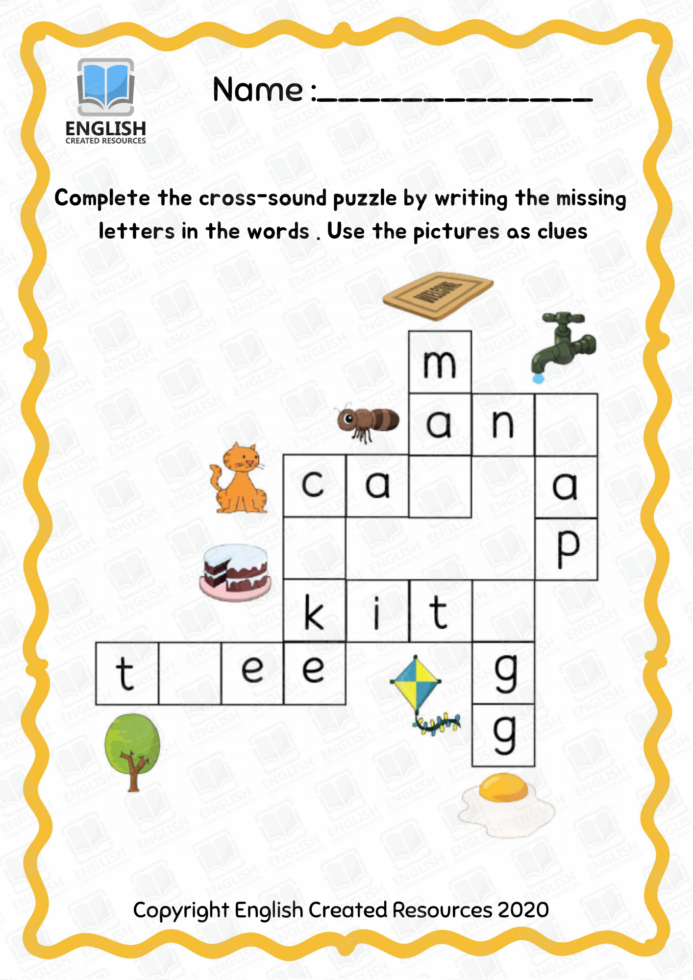 Kindergarten Crossword Puzzle - Easy Kindertgarten Crossword Puzzles