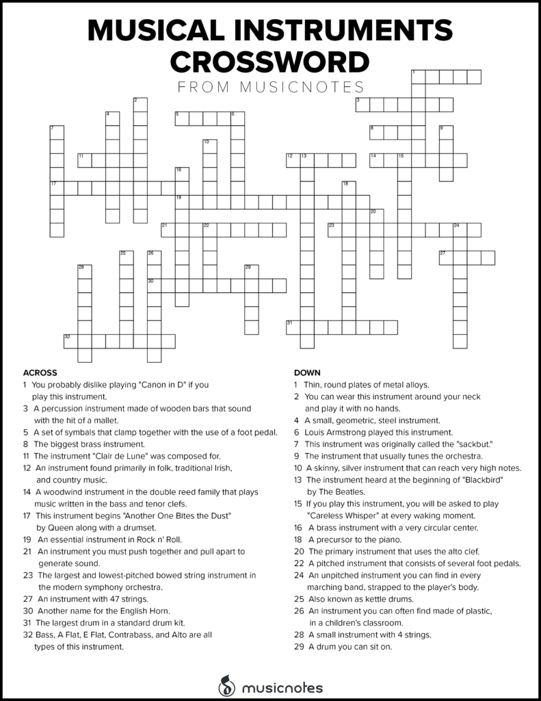 Pin On Logic And Reasoning - Easy Listening Music Crossword