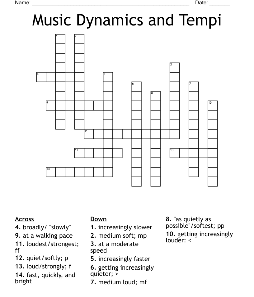 Slowly In Music Crossword Puzzle Printablecrosswordpuzzlesfree - Easy Listening Music Crossword Puzzle Clue