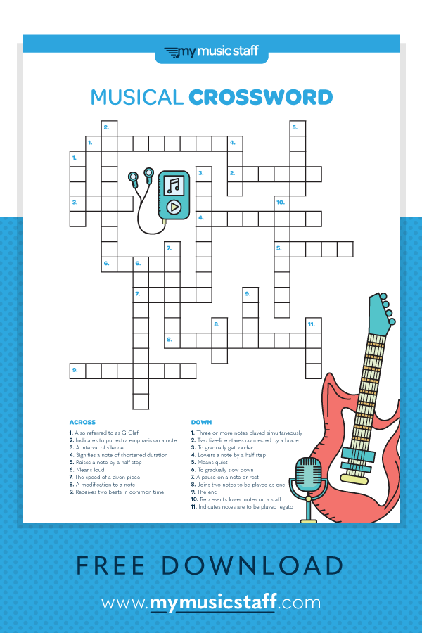 Musical Crossword Activity Sheet Music Theory Worksheets Piano Music  - Easy Listening Music Crossword