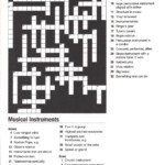 Musical Instruments Crossword Puzzle Studio Notes Online - Easy Listening Music Genre Crossword