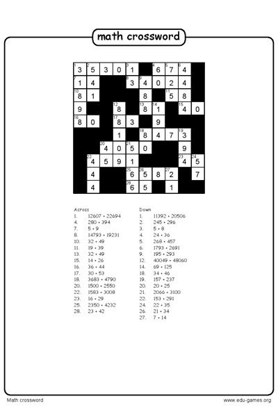 Math Crossword Puzzle Answer Key How To Do This - Easy Maths Crosswords With Answers