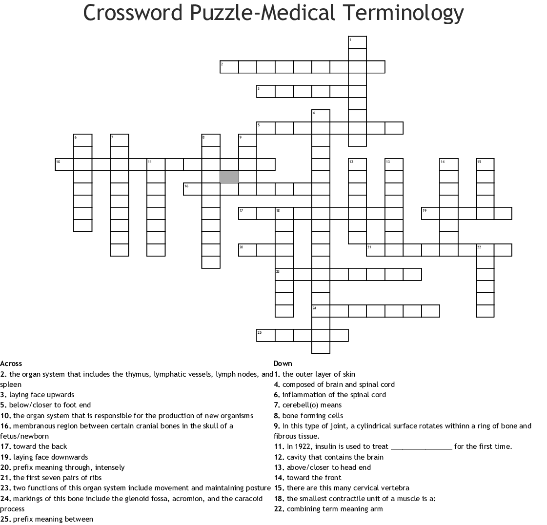 Crossword Puzzle Medical Terminology WordMint - Easy Medical Terminology Crossword