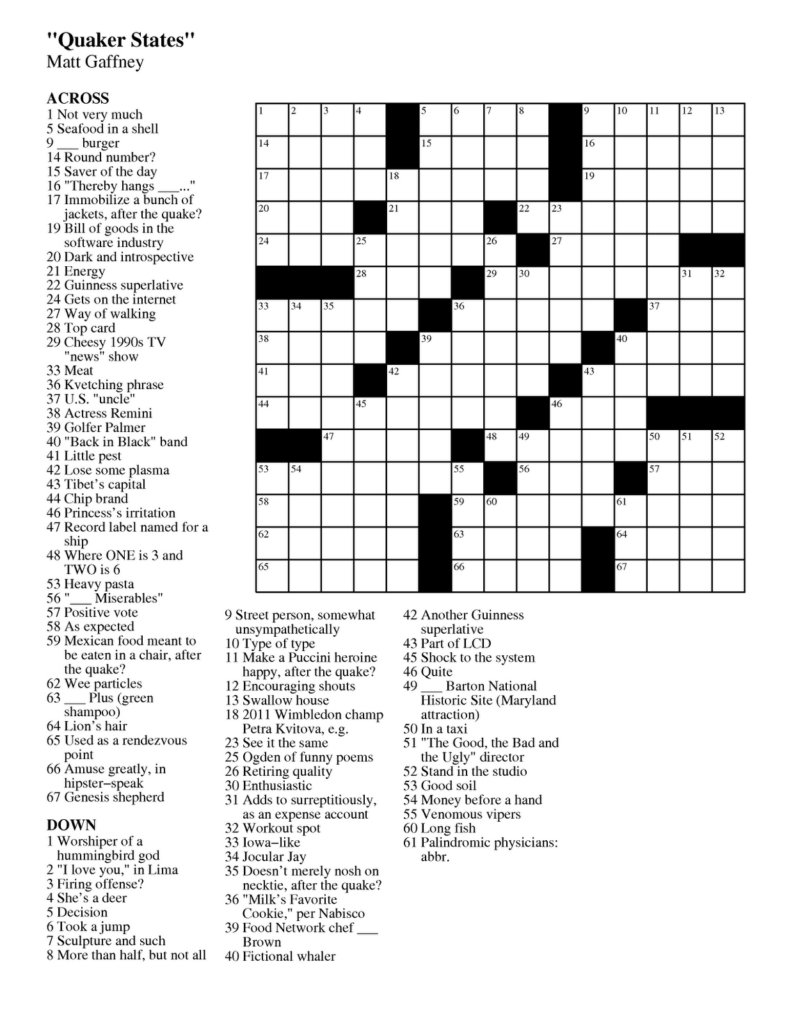 Music Crossword Puzzles Printable - Easy Music Crosswords