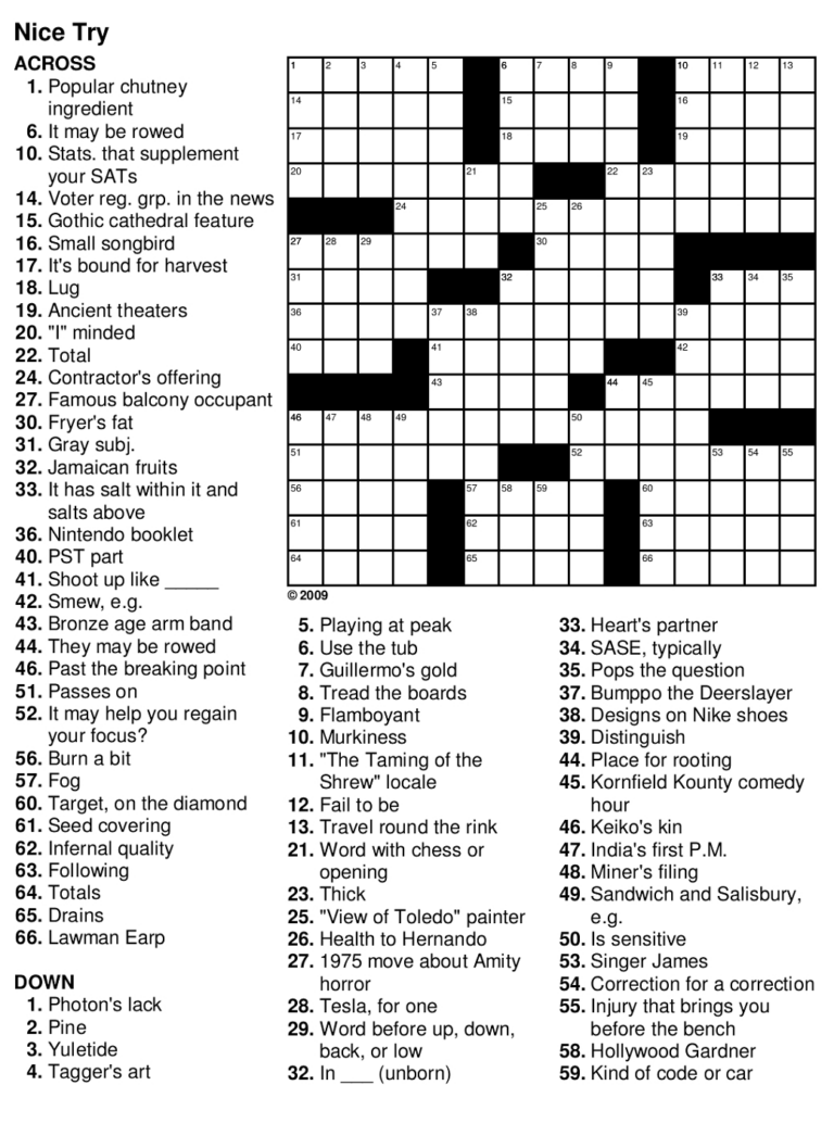 Free Online Easy Crossword Puzzles Template Blowout - Easy Online Interactive Crossword Puzzles