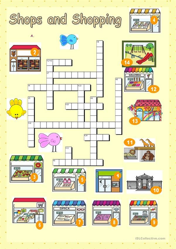 Easy Park Shopping Places Crossword Easycrosswordpuzzlesprintable com