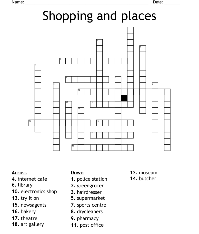 Food Shopping Word Search WordMint - Easy Park Shopping Places Crossword