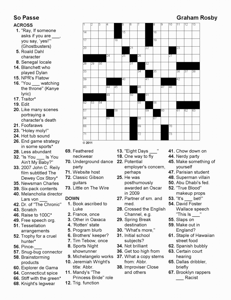 Pop Culture Crossword Puzzles Printable Printable Crossword Puzzles - Easy Pop Culture Crossword Puzzles Printable