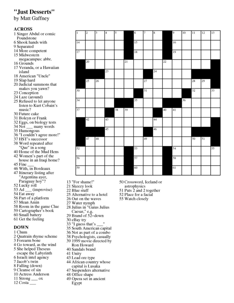 Free Printable Easy Crossword Puzzles Uk Printable Crossword Puzzles - Easy Printable Crosswords Uk