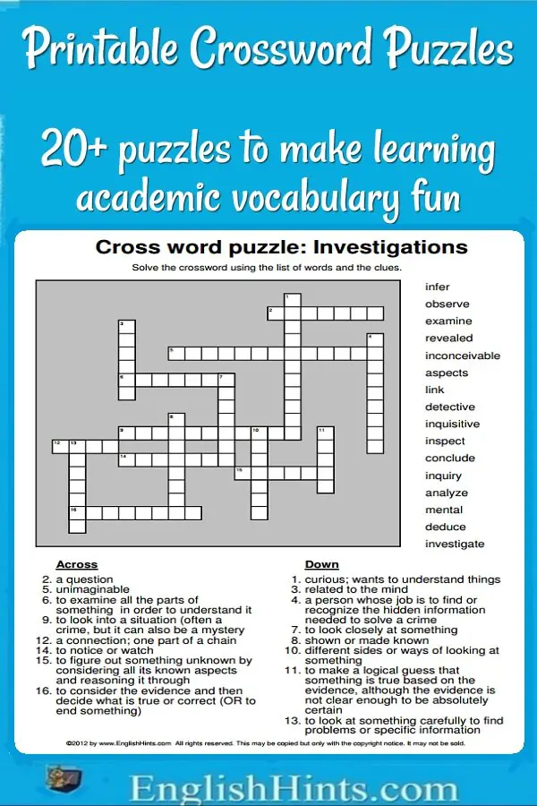 20 Printable Crossword Puzzles Make Learning Vocabulary Fun  - Easy Questions From A Journalist Crossword