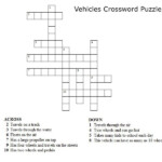 Kids Crossword Puzzles Print Your Vehicles Crossword Puzzle Puzzle  - Easy Race Pace Crossword