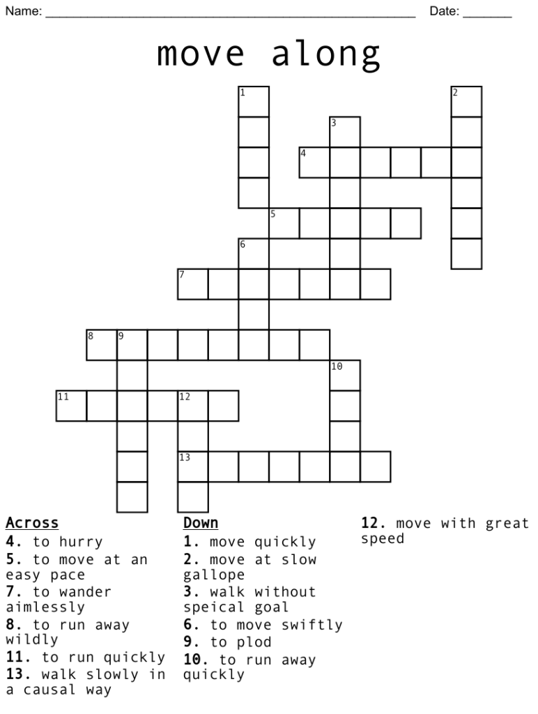 Move Along Crossword WordMint - Easy Race Pace Crossword Clue
