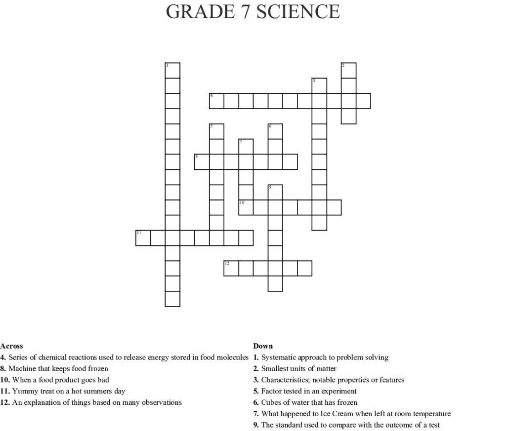 Easy Science Crossword Puzzles Printable Crossword Quiz - Easy Science Crossword Puzzles