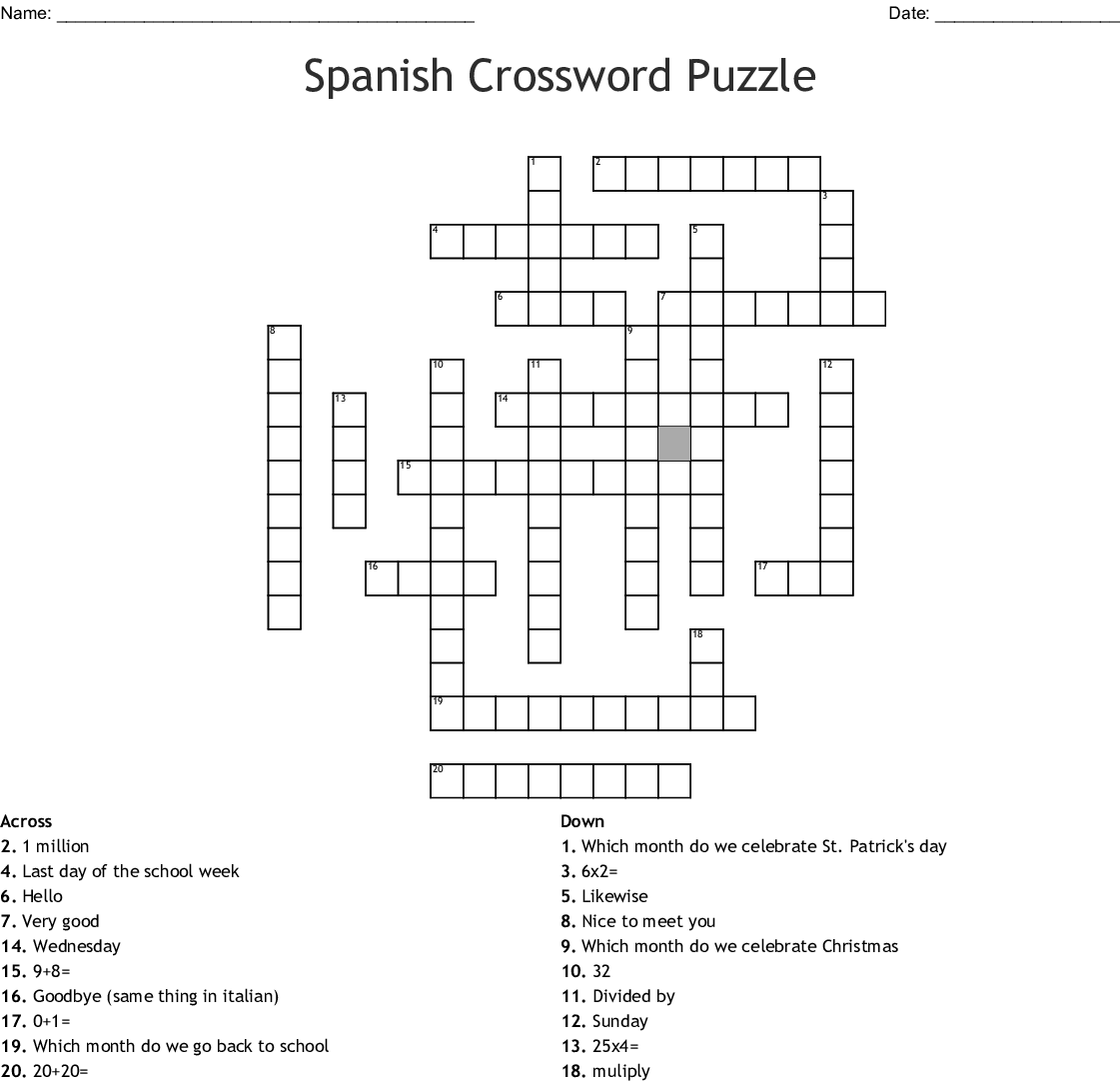 Very Easy Spanish Crossword Puzzles A Great Puzzle For Beginners  - Easy Spanish Crossword Puzzles Online