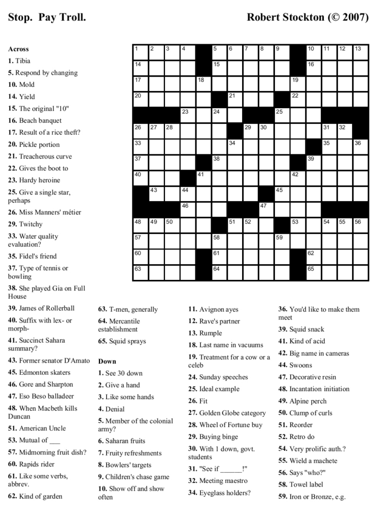 Free Printable Sunday Crossword Puzzles Premier Interactive Crossword  - Easy Sunday Crossword