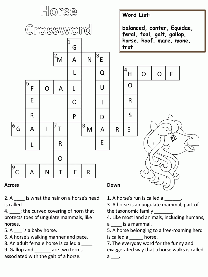 Easy Printable Crossword Puzzle Easy Printable Crossword Puzzles We  - Easy There Horse Crossword