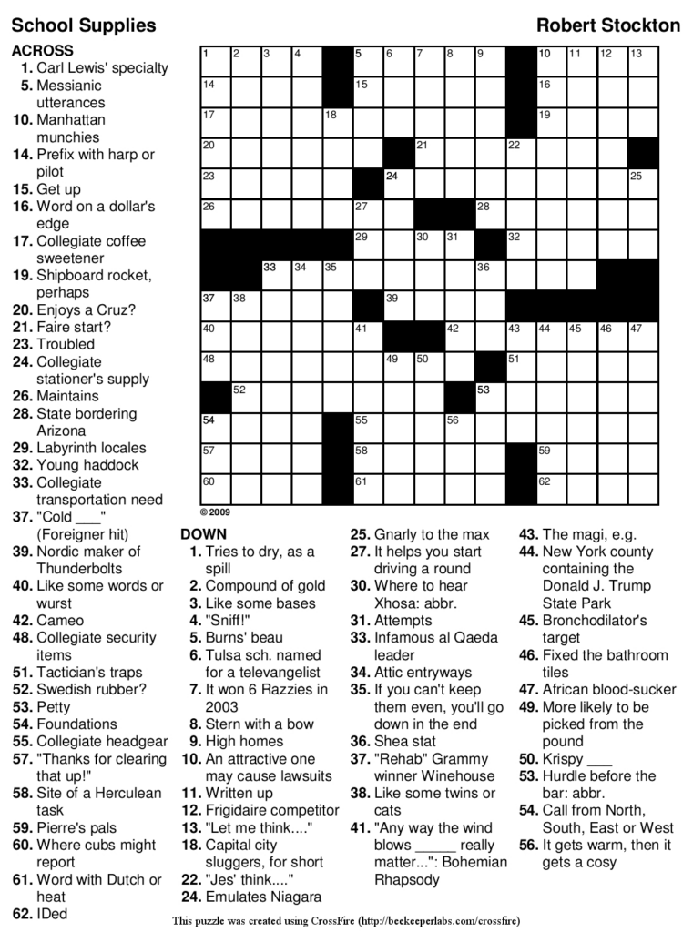 Printable Crosswords For 15 Year Olds Printable Crossword Puzzles - Easy Times In The Far Distance Crossword