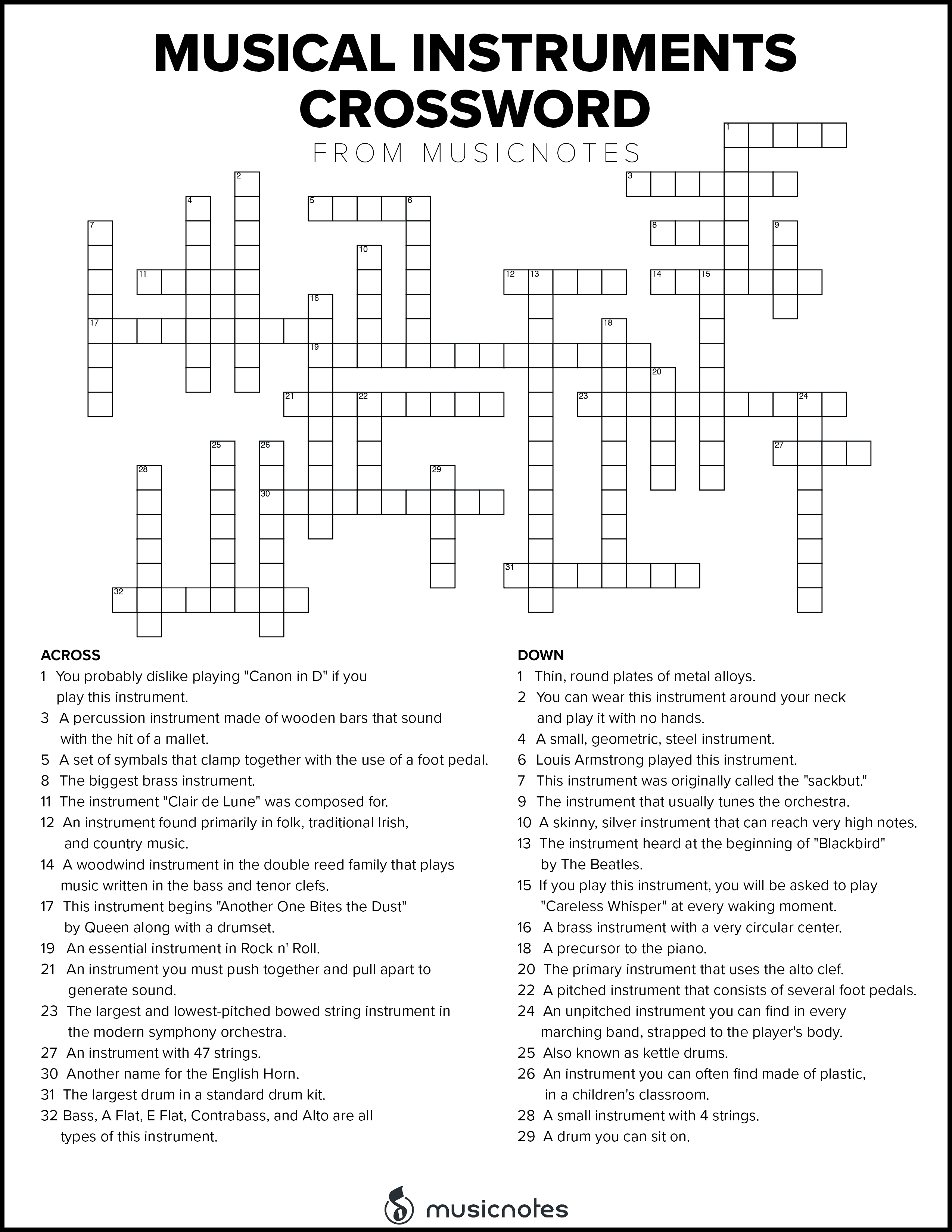 Pin On Logic And Reasoning - Easy To Be Hard Musical Crossword