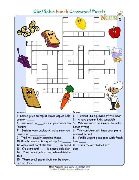 Pin On Education - Easy To Chew Food Crossword