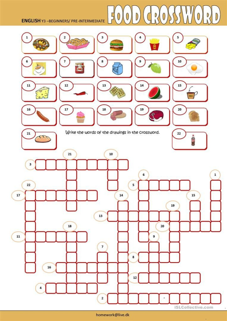 Food Crossword Fichas De Trabalho Aulas De Ingl s Ingles Para Criancas - Easy To Chew Food Crossword