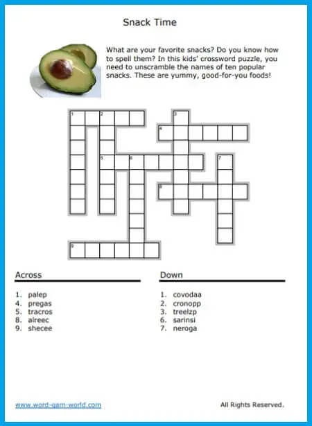 Easy Food Crossword Puzzle Crossword Template - Easy To Eat Food For Infants Crossword Clue