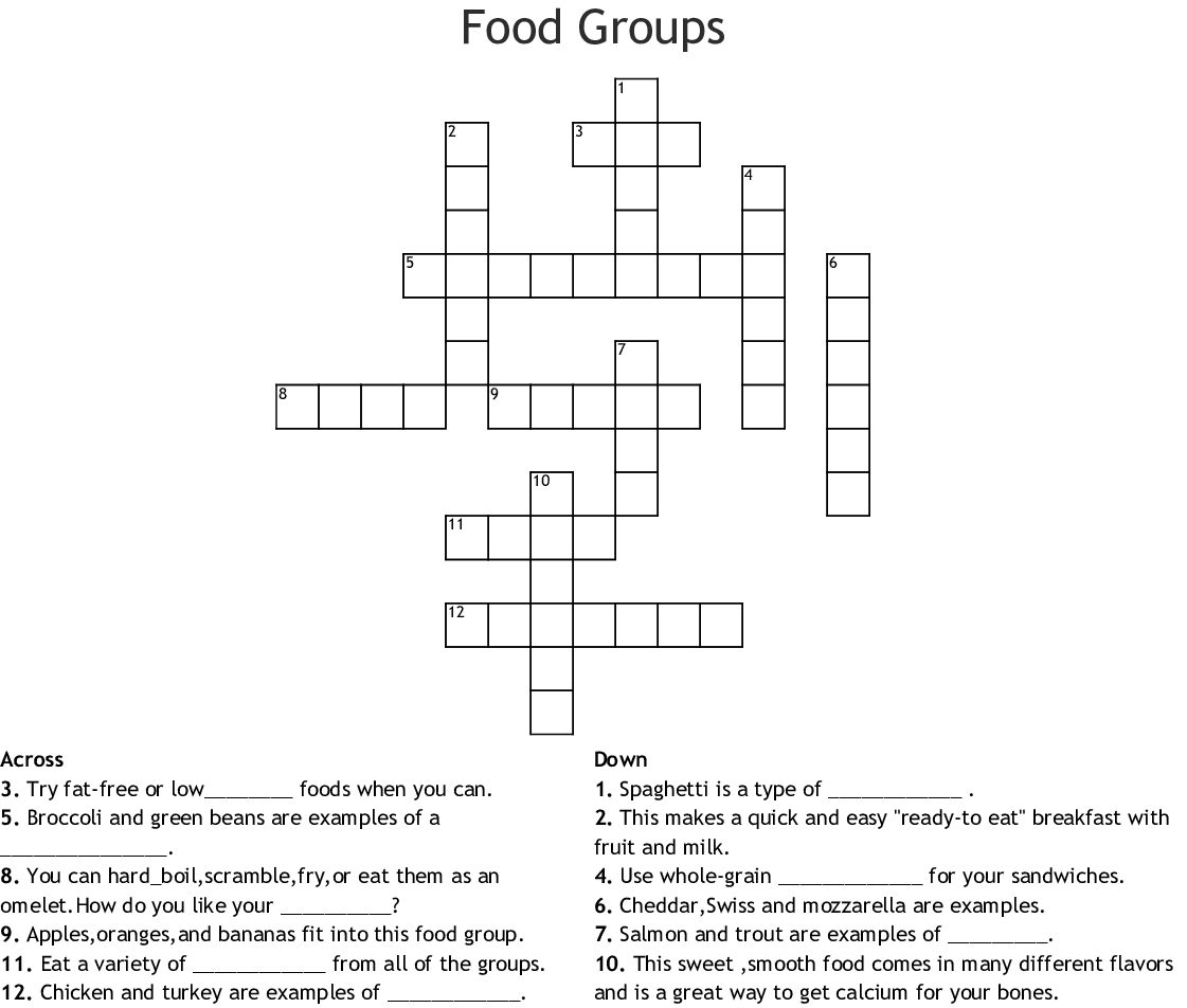 Easy Food Crossword Puzzle Crossword Template - Easy To Eat Food For Infants Crossword Clue