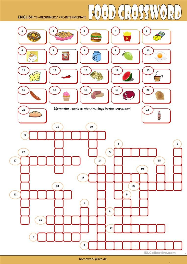 Food Crossword Worksheet Free ESL Printable Worksheets Made By  - Easy To Eat Foods Crossword