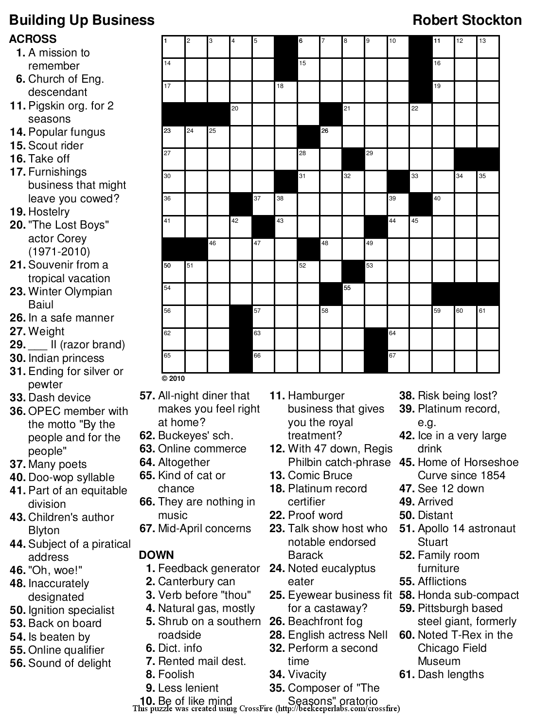 Printable Crossword With Answers Printable Crossword Puzzles - Easy To Figure Out Crossword Answer