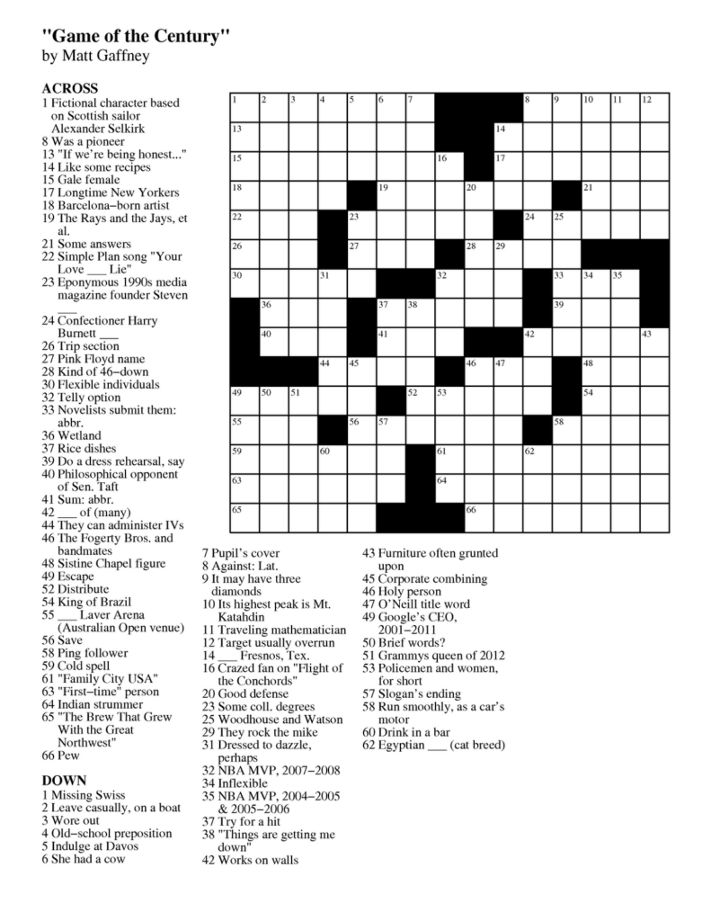 March 2012 Matt Gaffney s Weekly Crossword Contest - Easy To Figyre Out Crossword Clue