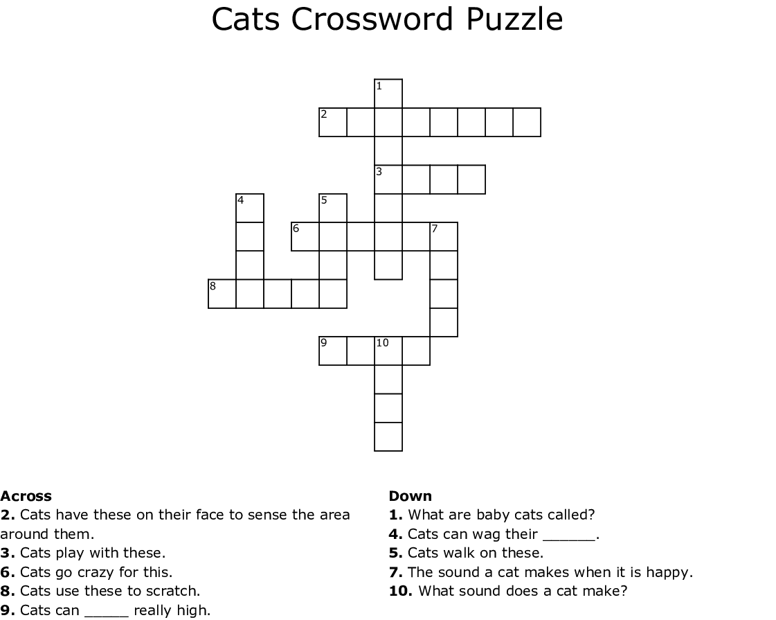 Cats Crosswords Word Searches Bingo Cards WordMint - Easy To Identify Cat Crossword