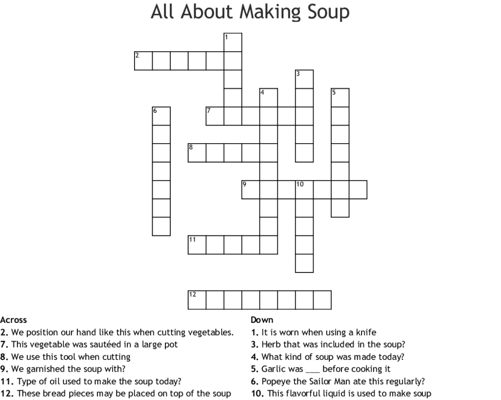 All About Making Soup Crossword WordMint - Easy To Make Soup Crossword Clue