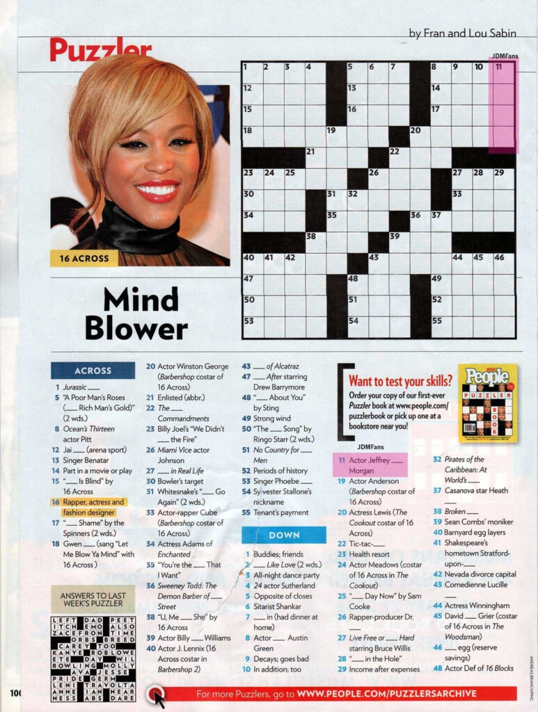 People Magazine Crossword Puzzles To Print Printable Crossword  - Easy To Scam People Crossword